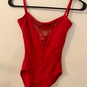 Capezio Red Lace Panel Leotard